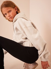 Ecru Cream Cropped Drawstring Waist Hoodie (3-16yrs) - Image 4 of 6
