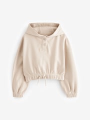 Ecru Cream Cropped Drawstring Waist Hoodie (3-16yrs) - Image 5 of 6