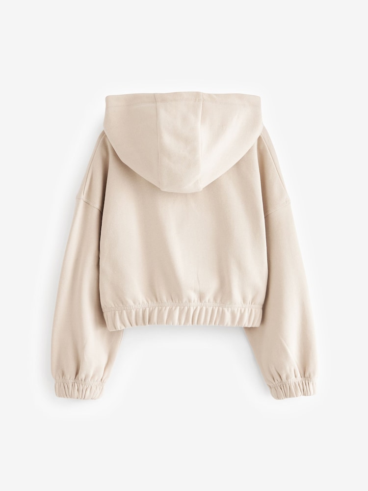 Ecru Cream Cropped Drawstring Waist Hoodie (3-16yrs) - Image 6 of 6