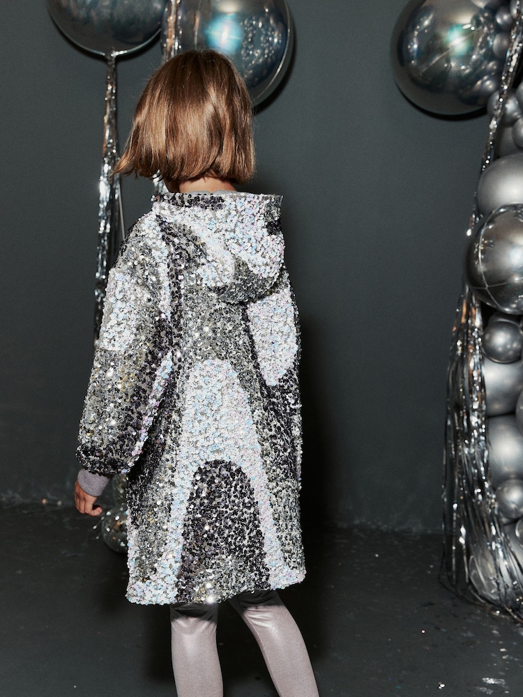 Silver Sequin Longline Hoodie And Leggings Set (3-16yrs) - Image 2 of 9