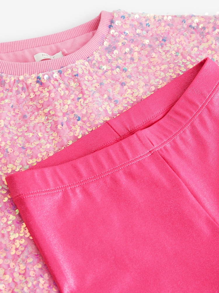 Pink Sequin Party Jumper and Leggings Set (3-16yrs) - Image 7 of 7