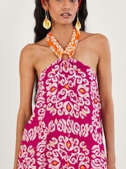 Monsoon Pink Bandhani Print Halter Ring LENZING™ ECOVERO™ Cami Top - Image 2 of 4
