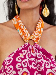 Monsoon Pink Bandhani Print Halter Ring LENZING™ ECOVERO™ Cami Top - Image 3 of 4