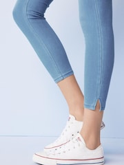 Bleach Blue Cropped Denim Jersey Capri Leggings - Image 3 of 6