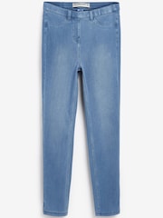 Bleach Blue Cropped Denim Jersey Capri Leggings - Image 6 of 6