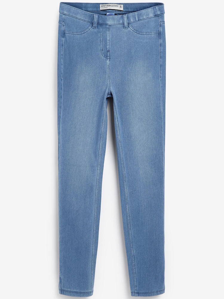 Bleach Blue Cropped Denim Jersey Capri Leggings - Image 6 of 6