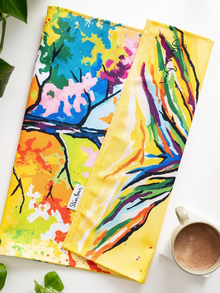 Steven Brown Art Yellow Tree of Life Tea Towel - Image 1 of 2