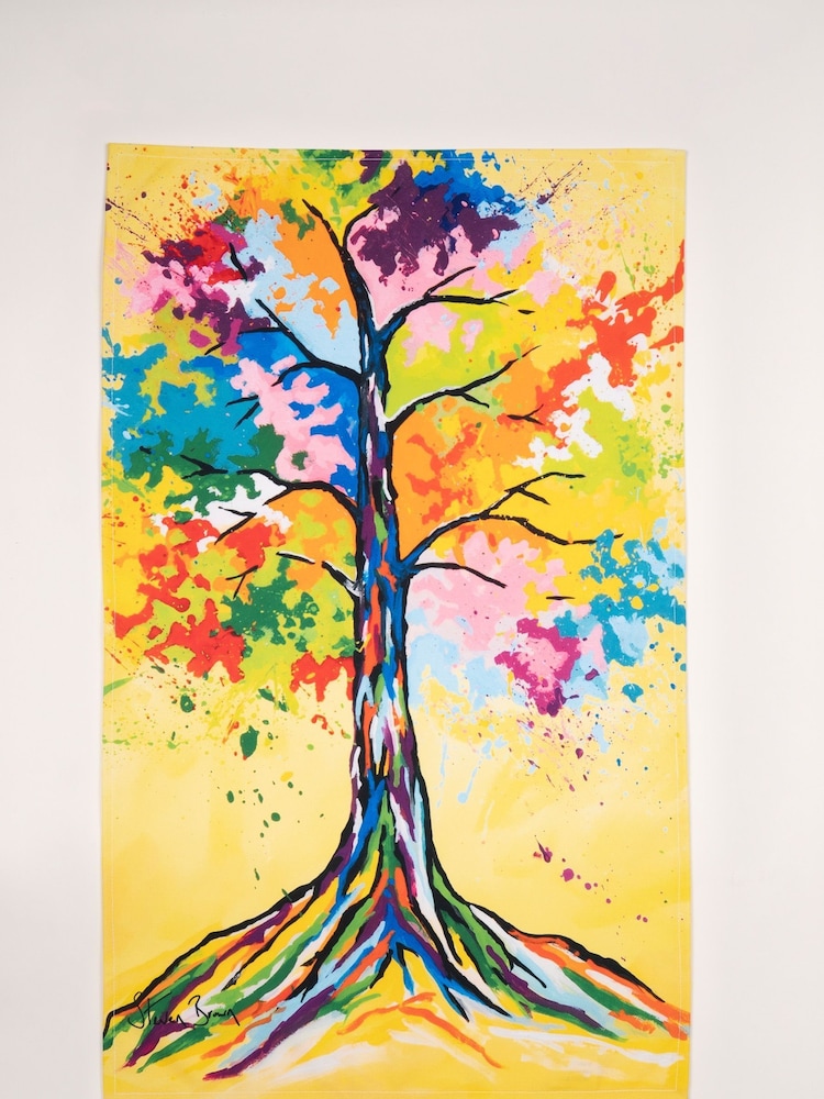Steven Brown Art Yellow Tree of Life Tea Towel - Image 2 of 2