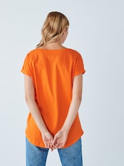 Orange Round Neck Cap Sleeve 100% Cotton T-Shirt - Image 2 of 5