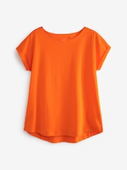 Orange Round Neck Cap Sleeve 100% Cotton T-Shirt - Image 5 of 5