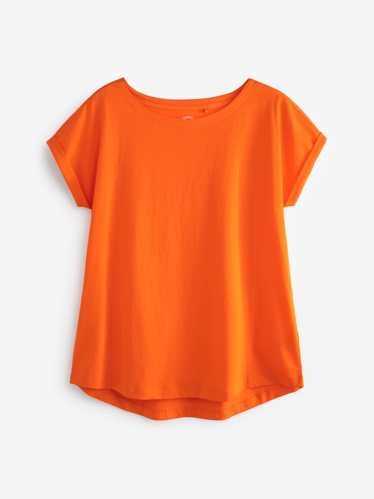 Orange Round Neck Cap Sleeve 100% Cotton T-Shirt - Image 5 of 5
