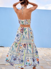 Blue Print Halter Cut-Out Midi Dress - Image 3 of 6