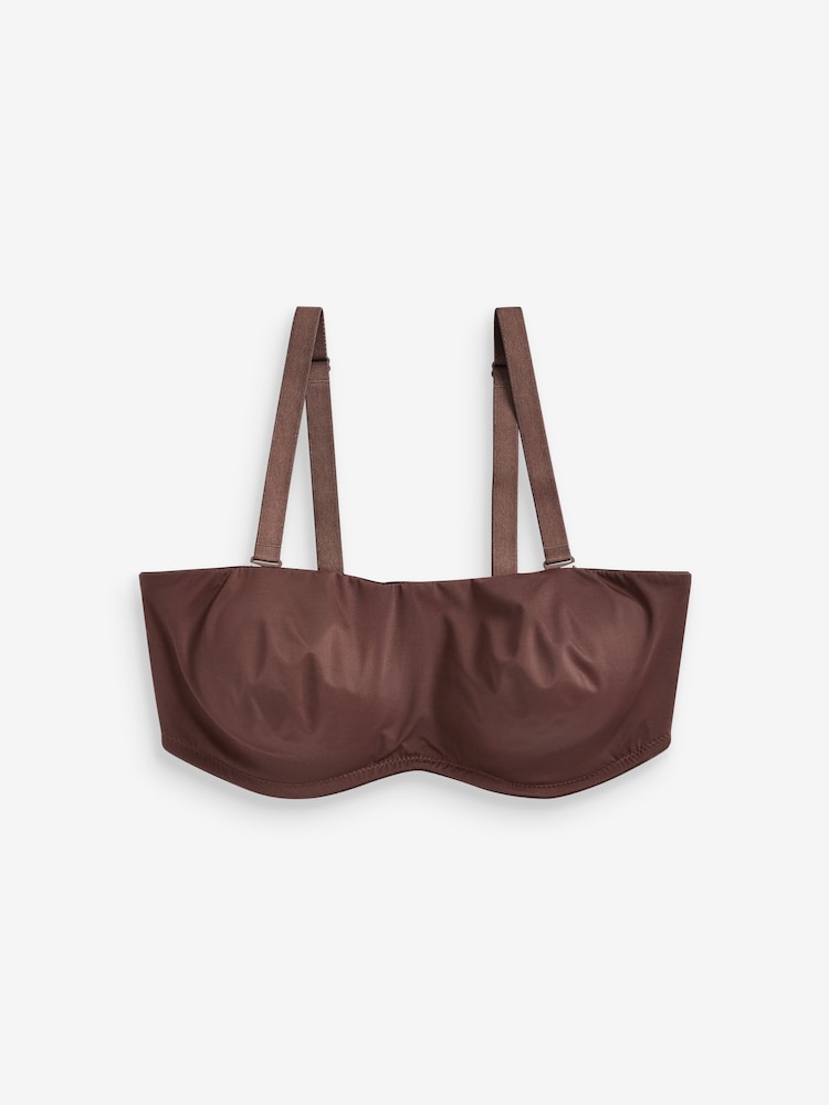 Chocolate Brown DD+ Non Pad Minimise Strapless Bandeau Bra - Image 5 of 5 Chocolate Brown DD+ Non Pad Minimise Strapless Bandeau Bra - Image 5 of 5