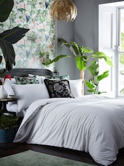 Wedgwood White Folia 100% Cotton Duvet Cover and Pillowcase Set - Image 1 of 3