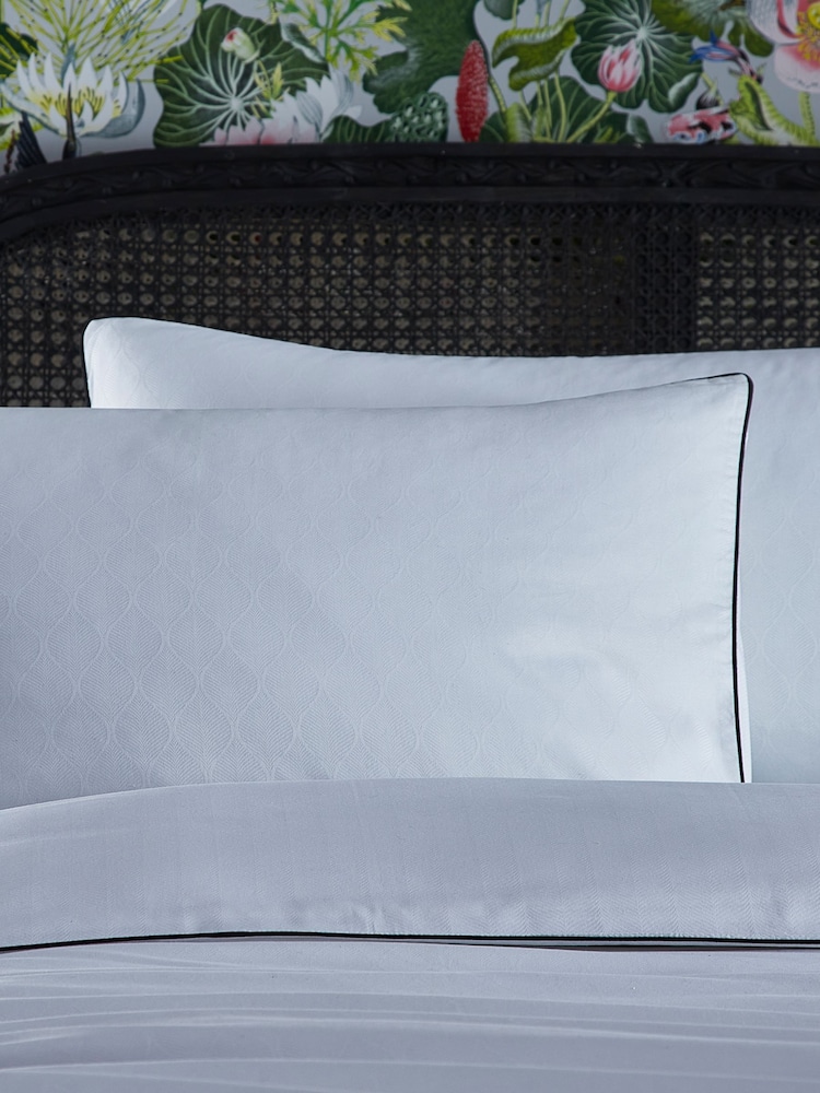 Wedgwood White Folia 100% Cotton Duvet Cover and Pillowcase Set - Image 2 of 3