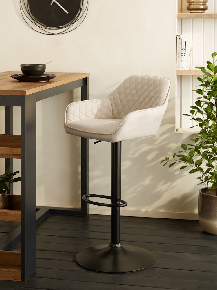 Arona Faux Leather Natural Hamilton Quilted Kitchen Bar Stool - Image 1 of 7