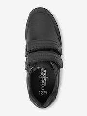 Black Standard Fit (F) School Leather Strap Touch Fasten Shoes - Image 3 of 9