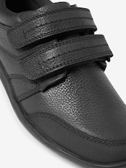 Black Standard Fit (F) School Leather Strap Touch Fasten Shoes - Image 9 of 9
