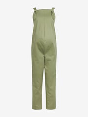 Khaki Green Maternity Adjustable Strap Cotton Relaxed Jumpsuit - Image 1 of 3