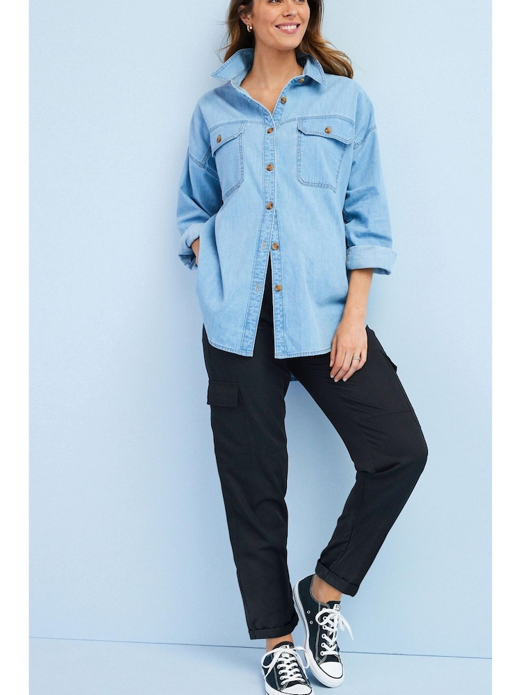 Black Maternity Utility Cargo Trouser - Image 1 of 4 Black Maternity Utility Cargo Trouser - Image 1 of 4
