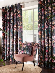 Studio G Black Meadow Eyelet Curtains - Image 1 of 2