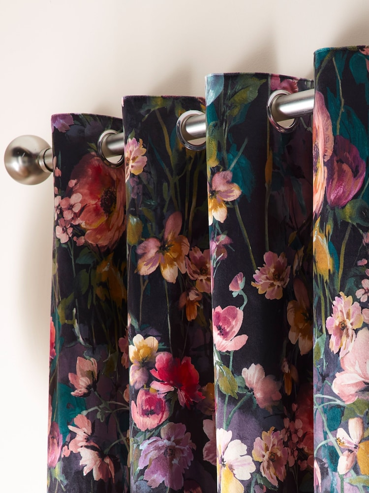 Studio G Black Meadow Eyelet Curtains - Image 2 of 2