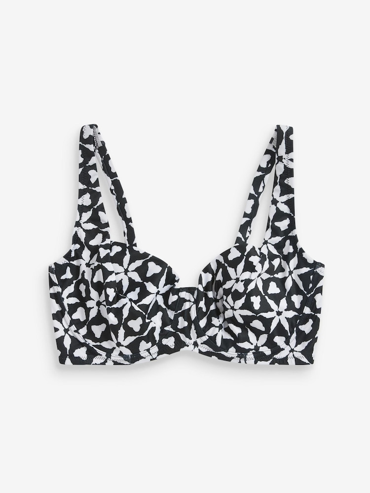 Monochrome Print Non Padded Underwired Top Non Pad Bikini Top - Image 2 of 2