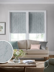 Laura Ashley Blue Pussy Willow Embroidered Made To Measure Roman Blind - Image 1 of 7