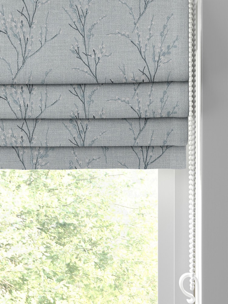 Laura Ashley Blue Pussy Willow Embroidered Made To Measure Roman Blind - Image 2 of 7