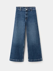 Mango Blue Danila High Waisted Cropped Wide Leg Jeans - Image 5 of 7