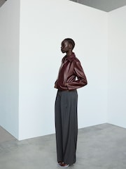 Mango Grey Pleated Straight Leg Trousers - Image 1 of 7