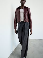 Mango Grey Pleated Straight Leg Trousers - Image 3 of 7
