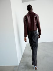 Mango Grey Pleated Straight Leg Trousers - Image 4 of 7