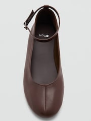 Mango Brown Ankle Strap Ballet Pumps - Image 3 of 4