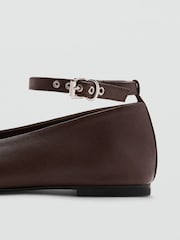 Mango Brown Ankle Strap Ballet Pumps - Image 4 of 4