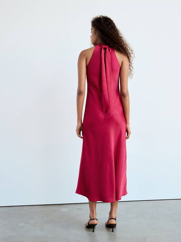 Mango Pink High Neck Midi Dress - Image 2 of 7