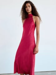 Mango Pink High Neck Midi Dress - Image 3 of 7