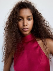 Mango Pink High Neck Midi Dress - Image 4 of 7