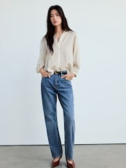 Mango Cream Stripe Blouse With Frill Trim - Image 4 of 7