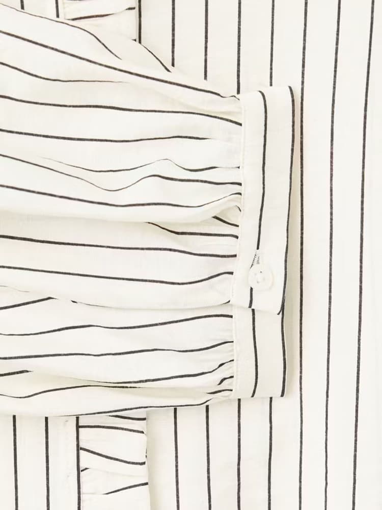Mango Cream Stripe Blouse With Frill Trim - Image 7 of 7