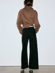 Mango Black High Waisted Cropped Wide Leg Jeans - Image 3 of 7