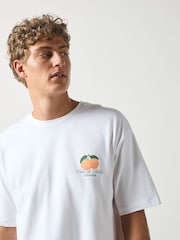 Ecru White Oranges Relaxed Fit Graphic Print Heavy Weight T-Shirt - Image 4 of 8