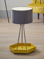 Pacific Grey Houston Brushed Silver Metal Tripod Table Lamp - Image 1 of 3