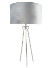 Pacific Grey Houston Brushed Silver Metal Tripod Table Lamp - Image 2 of 3