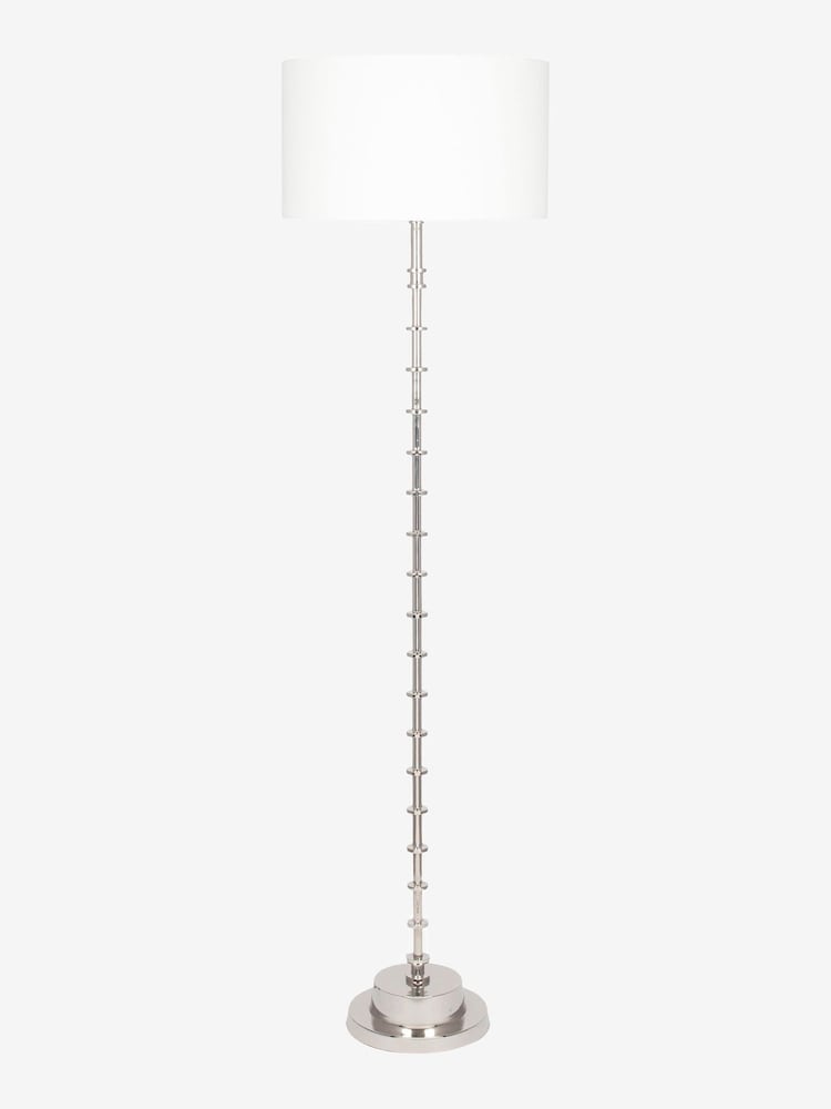 Pacific Silver Almas Silver Floor Lamp with White Shade - Image 1 of 2