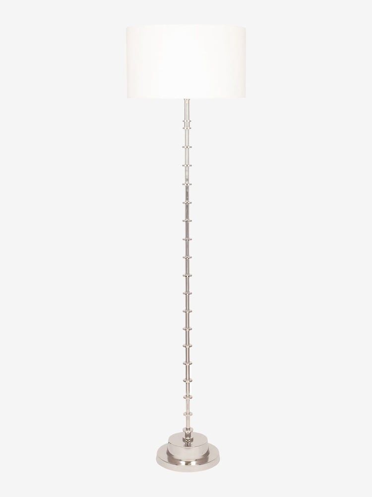 Pacific Silver Almas Silver Floor Lamp with White Shade - Image 2 of 2 Pacific Silver Almas Silver Floor Lamp with White Shade - Image 2 of 2
