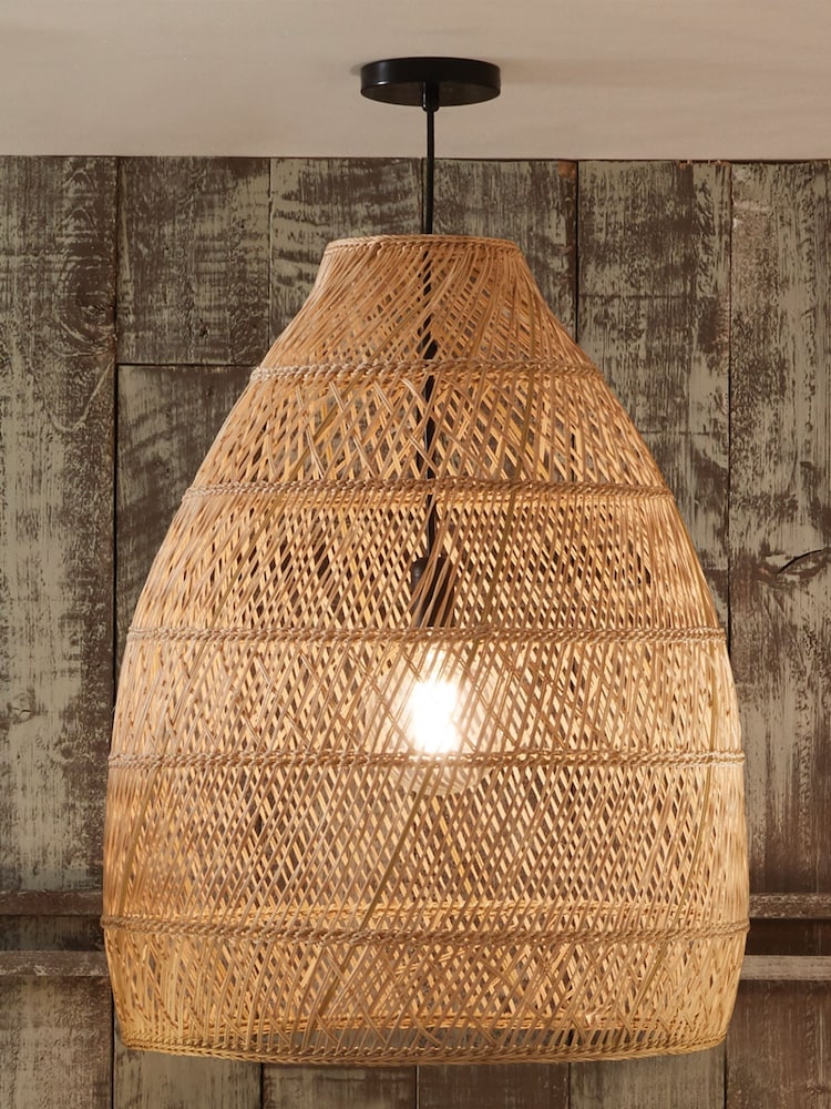 Pacific Natural Molokai Woven Cloche Ceiling Light Pendant - Image 1 of 3