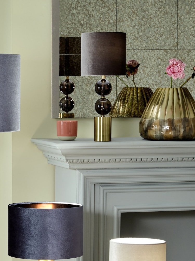 Pacific Grey Harris Antique Brass and Smoked Glass Table Lamp - Image 1 of 3