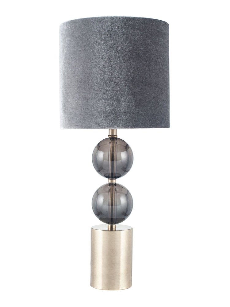 Pacific Grey Harris Antique Brass and Smoked Glass Table Lamp - Image 2 of 3