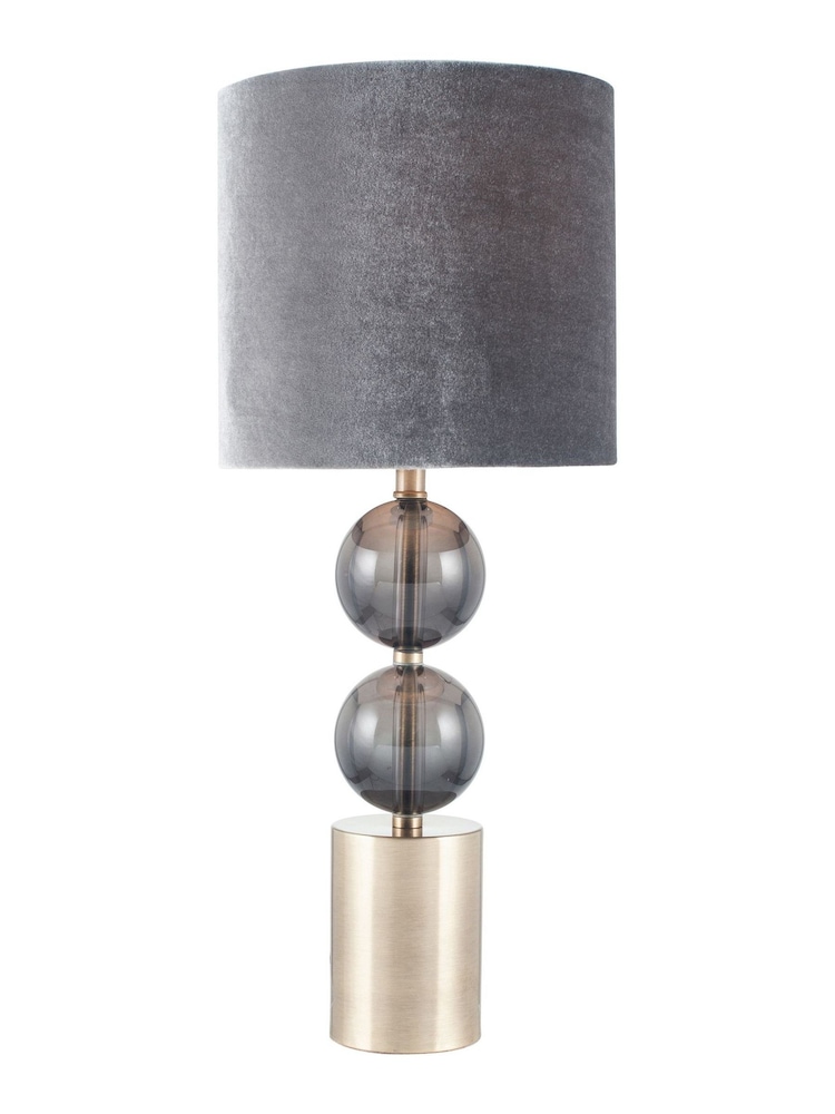 Pacific Grey Harris Antique Brass and Smoked Glass Table Lamp - Image 3 of 3